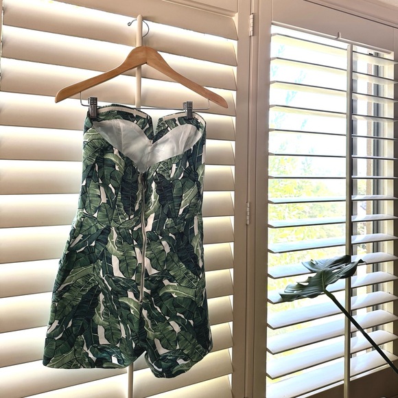 palm leaves strapless romper - Picture 4 of 4